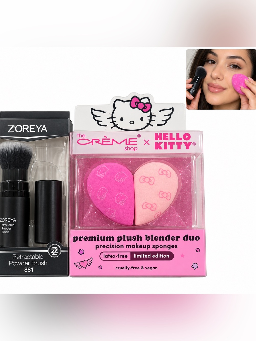 The creme shop hello kitty Premium Blender Duo Pink Amazon make up brush beauty